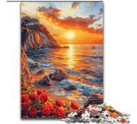 1000 Piece Jigsaw Puzzle for Adults Teens Sunset at The Seaside Challenging To Complete But Fun And Humorous with Matching Poster And Trivia Sheet 26x38cm