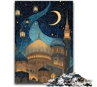 1000 Piece Jigsaw Puzzle for Adults Teens Taj Mahal at Night Puzzles,Staycation Kill Time with Fully Interlocking Randomly Shaped Pieces (38x26cm)