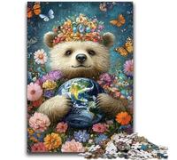 1000 Piece Jigsaw Puzzle for Adults Teens Teddy Bear Holding The Earth 1000 Pieces for Teenagers,learning Educational Is Ideal As A Gift for The Whole Family (50x75cm)
