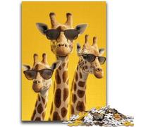 1000 Piece Jigsaw Puzzle for Adults Teens Three Giraffes Wearing Glasses Challenging To Complete But Fun And Humorous Educational Game for Birthday 50x75cm