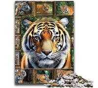 1000 Piece Jigsaw Puzzle for Adults Teens Tiger Collage Puzzles,Staycation Kill Time with Fully Interlocking Randomly Shaped Pieces (38x26cm)