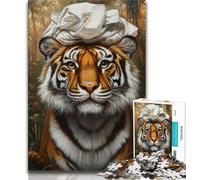 1000 Piece Jigsaw Puzzle for Adults Teens Tiger Playing with Toilet Paper,Toys Educational Games Stress Relieving Unique Home Decor And Gifts (38x26cm)