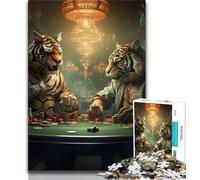 1000 Piece Jigsaw Puzzle for Adults Teens Tiger Poker 1000 Piece Jigsaw,is Ideal As Gifts for The Whole Family Suitable for And 14 (size 75x50cm)