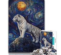 1000 Piece Jigsaw Puzzle for Adults Teens Tiger Under The Night Sky,Help The Brain Exercise Addictive Toys to Cultivate Patience Perfect Decoration (38x26cm)