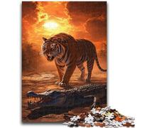 1000 Piece Jigsaw Puzzle for Adults Teens Tigers And Crocodiles 1000 Piece Puzzle,Fun Games Every Piece Is Unique - Challenging Family Fun Game (75x50cm)