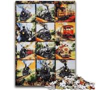 1000 Piece Jigsaw Puzzle for Adults Teens Train Collage for And 14 Years And over Impossible Game Christmas Birthday Gift 26x38cm