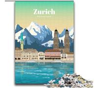 1000 Piece Jigsaw Puzzle for Adults Teens Travel to Zurich Challenging Game Toys Deal As Gifts for The Whole Family for Ages 14+ (38x52cm) 1000pcs