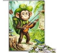 1000 Piece Jigsaw Puzzle for Adults Teens Traveling Monkey Stress Reliever Difficult Challenge with Matching Poster And Trivia Sheet 26x38cm