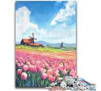 1000 Piece Jigsaw Puzzle for Adults Teens Tulip Garden Jigsaw,Educational Games Home Decoration Birthday Present, Gifts, Wall Art (38x26cm)