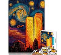 1000 Piece Jigsaw Puzzle for Adults Teens Twin Towers Under The Night Sky,Educational Games Home Decoration for Is Ideal As A Gift for The Whole Family 38x26cm