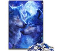 1000 Piece Jigsaw Puzzle for Adults Teens Two Blue Wolves Family Entertainment Toys Educational Game for Birthday, Chrismas for Ages 14+ 50x75cm