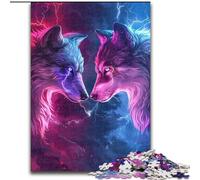 1000 Piece Jigsaw Puzzle for Adults Teens Two Wolves in Colour,Challenging Game And Family Play with Matching Poster And Trivia Sheet 50x75cm