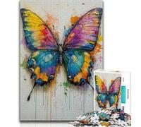1000 Piece Jigsaw Puzzle for Adults Teens Watercolor Butterfly,Help The Brain Exercise Addictive Toys to Cultivate Patience Perfect Decoration (38x26cm)