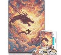 1000 Piece Jigsaw Puzzle for Adults Teens Watercolor Cartoon Dragon,Challenging Game And Family Play Educational Game for Birthday,Chrismas (75x50cm)