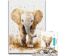 1000 Piece Jigsaw Puzzle for Adults Teens Watercolor Elephant,Educational Games Home Decoration Birthday Present,Gifts,Wall Art 38x26cm