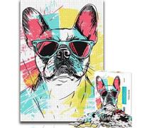 1000 Piece Jigsaw Puzzle for Adults Teens Watercolor French Bulldog Puzzles for Teenagers,Fun Games Every Piece Is Unique - Challenging Family Fun Game (size 75x50cm)