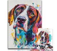 1000 Piece Jigsaw Puzzle for Adults Teens Watercolor German Shorthaired Pointers 1000 Pieces for Adults,learning Educational Is Ideal As A Gift for The Whole Family 75x50cm