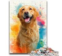 1000 Piece Jigsaw Puzzle for Adults Teens Watercolor Golden Retriever 1000 Piece Jigsaw,Learning Educational Toys Family Games Unique Birthday And Gifts (50x75cm)