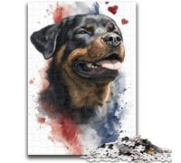 1000 Piece Jigsaw Puzzle for Adults Teens Watercolor Rottweiler Puzzles for Adults,Family Educational Games Home Decoration Gift (75x50cm)