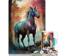 1000 Piece Jigsaw Puzzle for Adults Teens Watercolour Horse 1000 Piece Puzzle,Fun Games Every Piece Is Unique - Challenging Family Fun Game 75x50cm