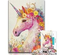 1000 Piece Jigsaw Puzzle for Adults Teens White Unicorn Jigsaw,Family Entertainment Toys with Matching Poster And Trivia Sheet 38x26cm