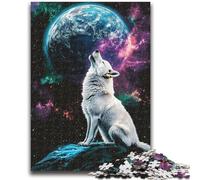 1000 Piece Jigsaw Puzzle for Adults Teens Wolf on The Moon for And 14 Years And over Impossible Game Christmas Birthday Gift 26x38cm