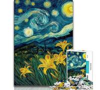 1000 Piece Jigsaw Puzzle for Adults Teens Yellow Lilies in The Night Sky Jigsaw,Educational Games Home Decoration Birthday Present, Gifts, Wall Art 75x50cm