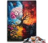1000 Piece Jigsaw Puzzle for Adults Teens Yin Yang Tree Puzzles for Adults,Stress Reliever Difficult Challenge Unique Home Decor And Gifts (50x75cm)