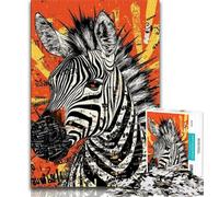 1000 Piece Jigsaw Puzzle for Adults Teens Zebra Art Puzzles for Teenagers,Fun Games Every Piece Is Unique - Challenging Family Fun Game (size 75x50cm)
