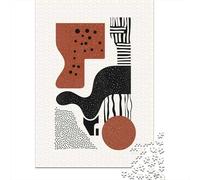 1000-Piece Jigsaw Puzzle for Adults, Terracotta & Black Abstract Minimalist Art - Modern Decor, 52x38cm/1000pcs, Shared Puzzle Activity, Quiet Home Time And Friends And Family