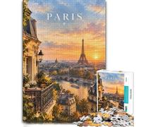 1000 Piece Jigsaw Puzzle for Adults, The Eiffel Tower Sunset | For a thoughtful indoor hobby: Adult jigsaw puzzle with 1000 pieces offers a break from digital entertainment.