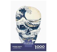 1000 Piece Jigsaw Puzzle for Adults, The Great Wave Off Skull Artwork, Creative Leisure Activity, Christmas Puzzle Collection, Pieces, 52x38cm/1000pcs