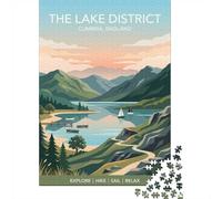 1000 Piece Jigsaw Puzzle for Adults, The Lake District Travel Poster