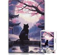 1000 Piece Jigsaw Puzzle for Adults The Moon Night Cat Japan Perfect for Calm Leisure Hours High Grade Precise Cut Play Toy Size 50x75cm