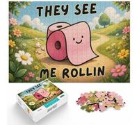 1000 Piece Jigsaw Puzzle for Adults, They See Me Rollin - Funny WC | For cold evenings at home: Adult jigsaw puzzle with 1000 pieces works well for shared time during the holidays.