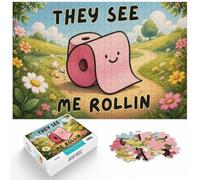 1000 Piece Jigsaw Puzzle for Adults, They See Me Rollin - Funny WC | For festive leisure at home: Adult jigsaw puzzle with 1000 pieces; for a gift that can be enjoyed well beyond the holidays.