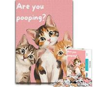 1000 Piece Jigsaw Puzzle for Adults, Three Kittens Asking a Question | Choose a mindful activity for adults on quiet evenings for steady concentration.