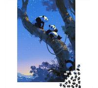 1000-Piece Jigsaw Puzzle for Adults, Three Pandas in Trees, 70x50cm/1000pcs, Idea, Relaxing Home Activity And Family Time at Home