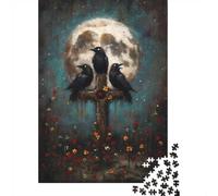 1000 Piece Jigsaw Puzzle for Adults, Three Ravens on Cross with Moon
