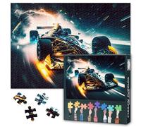 1000 Piece Jigsaw Puzzle for Adults Thrilling Night Racing Car Driving at High Speed Jigsaw Puzzles Illuminated Track Paper Puzzles 50.5x70.5cm