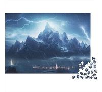 1000-Piece Jigsaw Puzzle for Adults, Thunder Mountains Rainy, 52x38cm/1000pcs, Indoor Puzzle Activity, Quiet Evening Leisure And Cosy Evenings