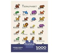 1000 Piece Jigsaw Puzzle for Adults, Tieralphabet German Animal Alphabet Illustration Artwork, Challenging Brain Teaser, Holiday Family Game, Premium Puzzle Pieces, 70x50cm/1000pcs
