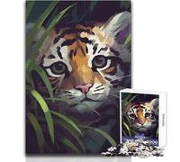 1000 Piece Jigsaw Puzzle for Adults Tiger Cub in The Jungle Educational Family Game Presents for Women Secret Santa Gifts Size 50x75cm