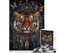 1000 Piece Jigsaw Puzzle for Adults Tiger Dreamcatcher Magic Impossible Game Staycation Kill Time Educational Toy Enhance Love between Couples (38X52cm)