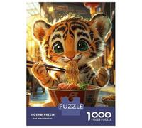 1000 Piece Jigsaw Puzzle for Adults Tiger Eating Ramen Jigsaw for Adults Relaxing Games Stress Reliever Birthday And Unique Gifts 38x26cm/1000pcs
