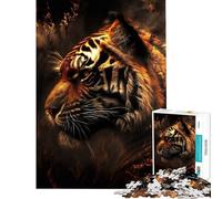 1000 Piece Jigsaw Puzzle for Adults Tiger Fire Educational Challenge Hand Speed Race Brain Teaser Game for And from 14 Years And over (38x26cm)