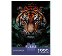 1000 Piece Jigsaw Puzzle for Adults, Tiger Portrait in The Jungle Artwork, Challenging Brain Teaser, Holiday Family Game, Premium Puzzle Pieces, 38x26cm/1000pcs