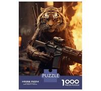 1000 Piece Jigsaw Puzzle for Adults Tiger Rifle Fire Weapon Jigsaw Toy Wall Decor Difficult Hard Unique Gifts for Birthday And Christmas 38x26cm/1000pcs