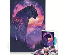 1000 Piece Jigsaw Puzzle for Adults Tiger Silhouette Galaxy Practical Game Stress Reliever Deal As Gifts for The Whole Family 38x26cm