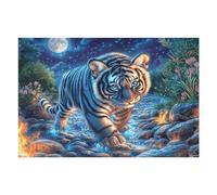 1000 Piece Jigsaw Puzzle for Adults Tiger Waterfall Forest 75x50cm Expert Level Challenging Puzzle Great for Collectors Logical Thinking Skill Improvement Brain Training